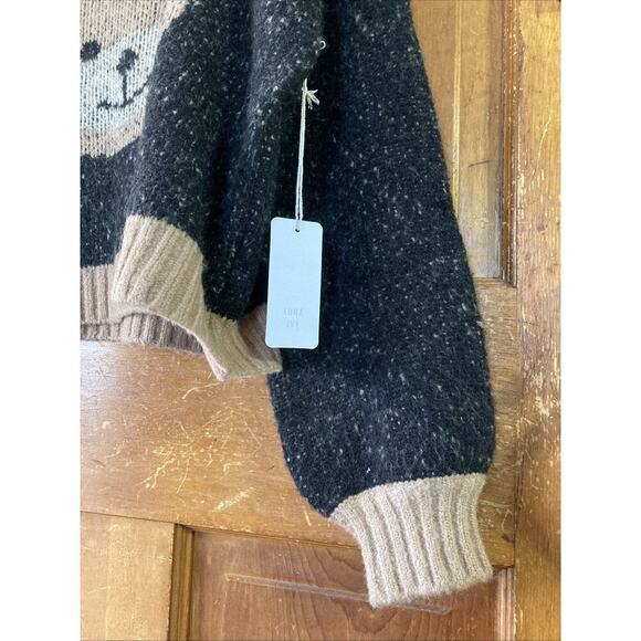 Anthropologie Luna Ivy Cozy Teddy bear Cropped Loose fit Sweater sz S New flaws - Picture 4 of 9
